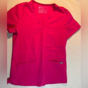 Figs V-Neck Scrub Top FW1100 in Hot Pink